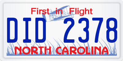 NC license plate DID2378