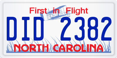 NC license plate DID2382