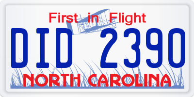 NC license plate DID2390