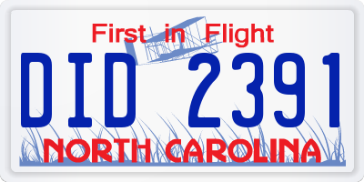 NC license plate DID2391