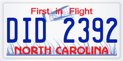 NC license plate DID2392