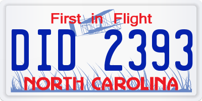NC license plate DID2393