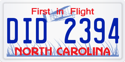 NC license plate DID2394