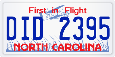 NC license plate DID2395