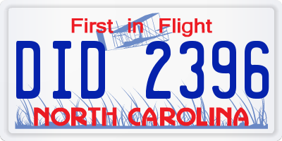 NC license plate DID2396