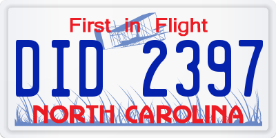 NC license plate DID2397