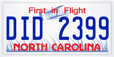 NC license plate DID2399