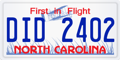NC license plate DID2402