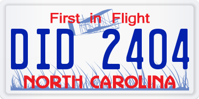 NC license plate DID2404