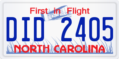 NC license plate DID2405