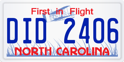 NC license plate DID2406