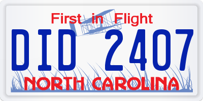 NC license plate DID2407
