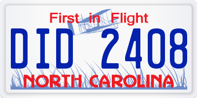 NC license plate DID2408