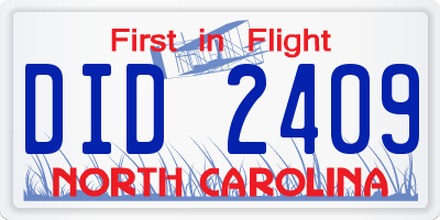 NC license plate DID2409
