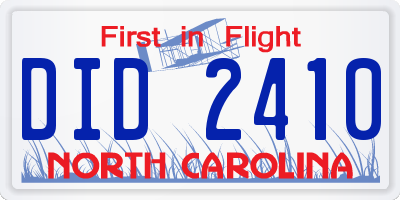 NC license plate DID2410