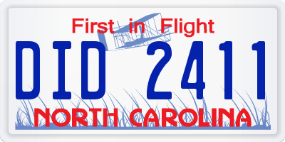 NC license plate DID2411