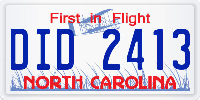 NC license plate DID2413