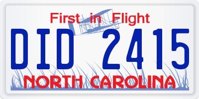 NC license plate DID2415