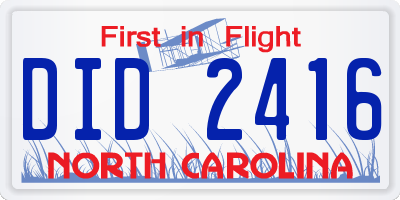 NC license plate DID2416