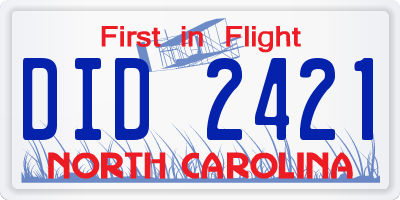 NC license plate DID2421