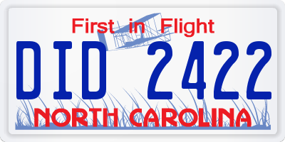 NC license plate DID2422