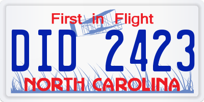 NC license plate DID2423