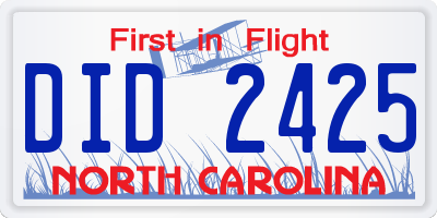 NC license plate DID2425
