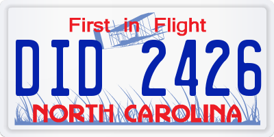 NC license plate DID2426