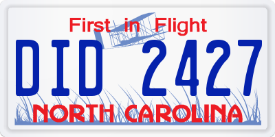 NC license plate DID2427