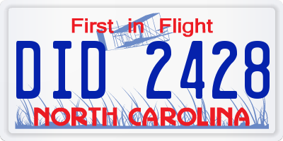 NC license plate DID2428