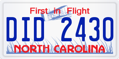 NC license plate DID2430