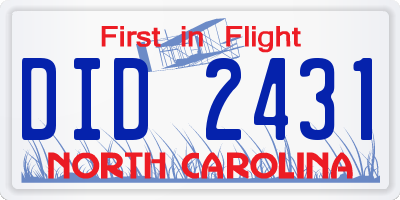 NC license plate DID2431