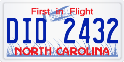 NC license plate DID2432