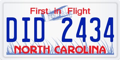 NC license plate DID2434