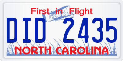NC license plate DID2435