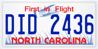 NC license plate DID2436