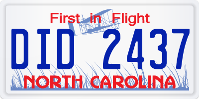 NC license plate DID2437