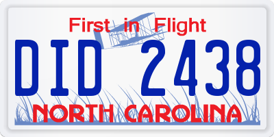 NC license plate DID2438