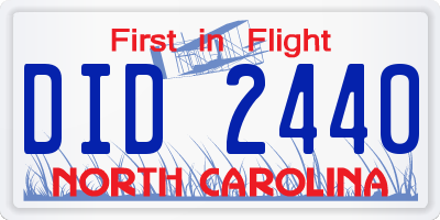 NC license plate DID2440
