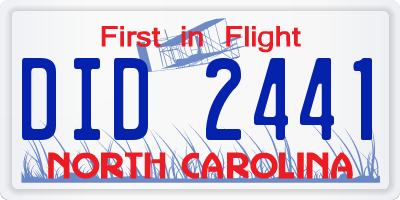 NC license plate DID2441