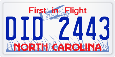 NC license plate DID2443