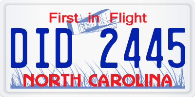 NC license plate DID2445