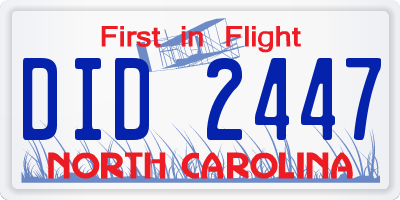 NC license plate DID2447