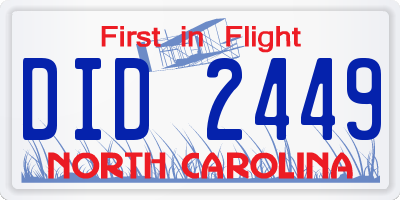 NC license plate DID2449