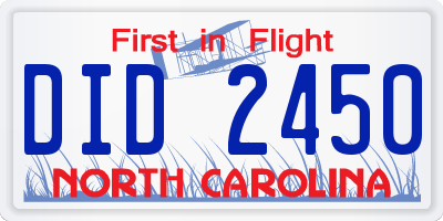 NC license plate DID2450
