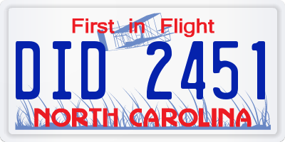 NC license plate DID2451