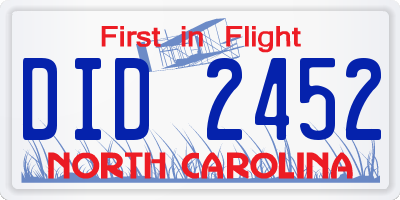 NC license plate DID2452