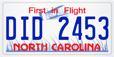 NC license plate DID2453