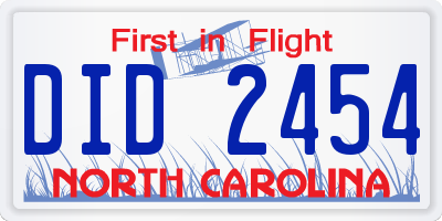 NC license plate DID2454
