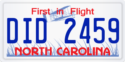 NC license plate DID2459